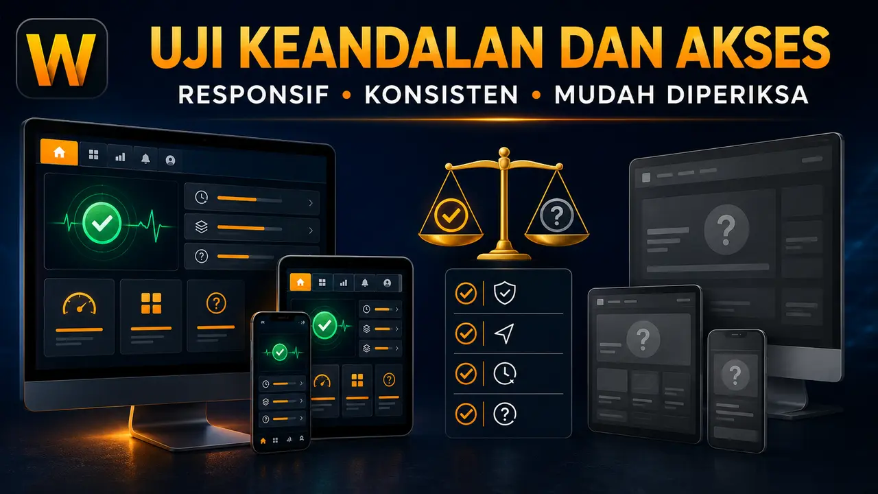 Uji keandalan akses portal WAW4D melalui ponsel tablet dan desktop