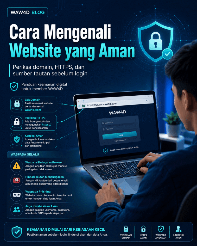 Cara mengenali website yang aman sebelum login dengan memeriksa domain HTTPS dan sumber tautan