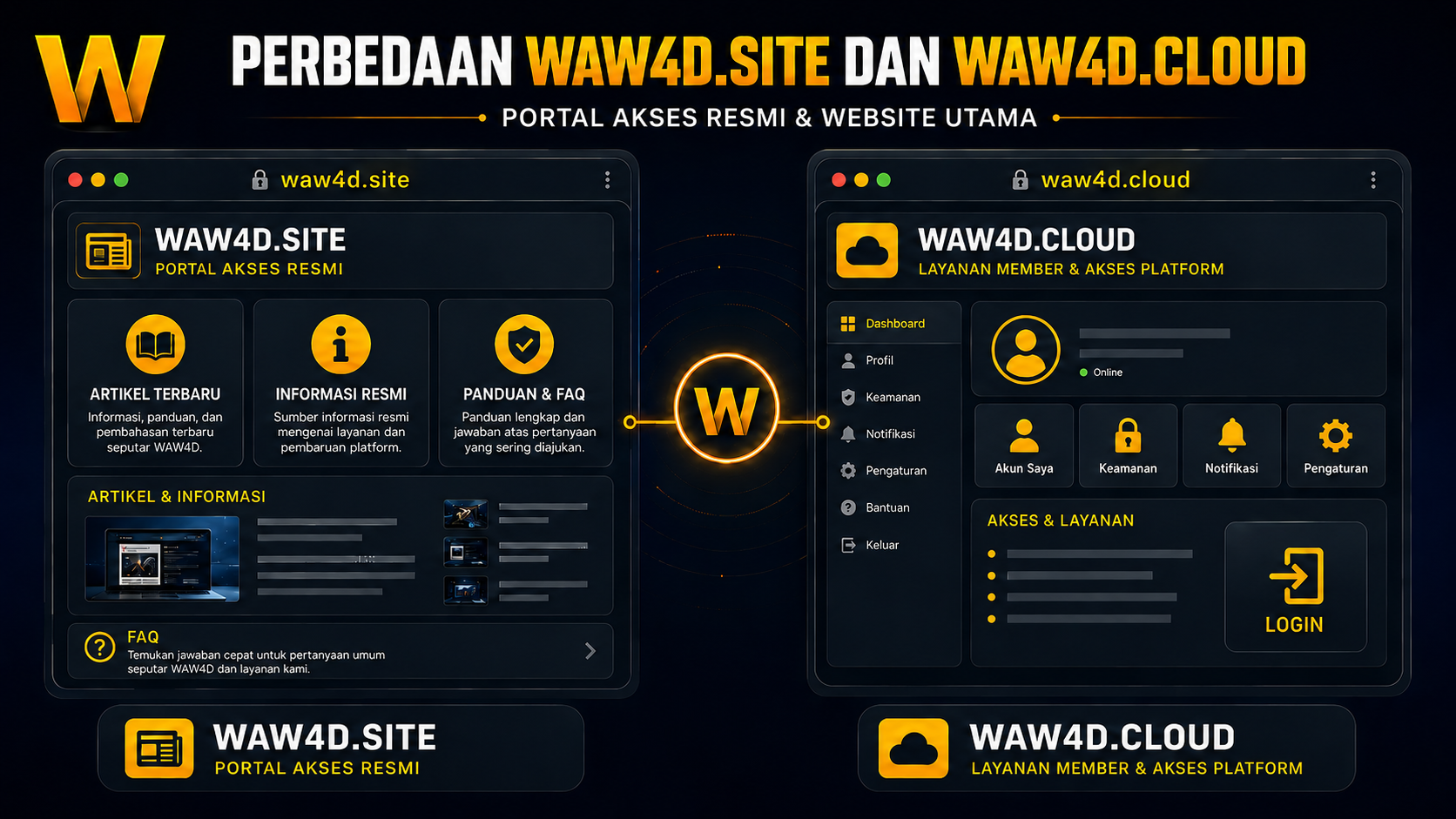 Perbedaan WAW4D.site dan WAW4D.cloud sebagai portal akses resmi dan website utama